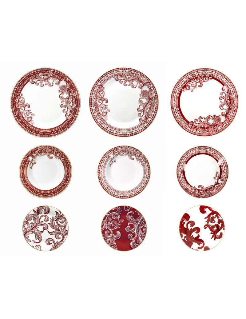 'ROYAL RED' SET PIATTI 18 PEZZI - PORCELLANA - Brandani