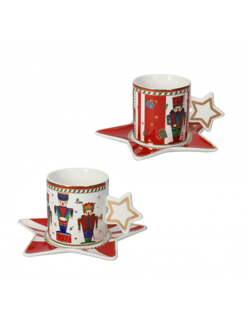 TAZZA SET 2 PEZZI ' LO SCHIACCIANOCI' - NEW BONE CHINA - Brandani