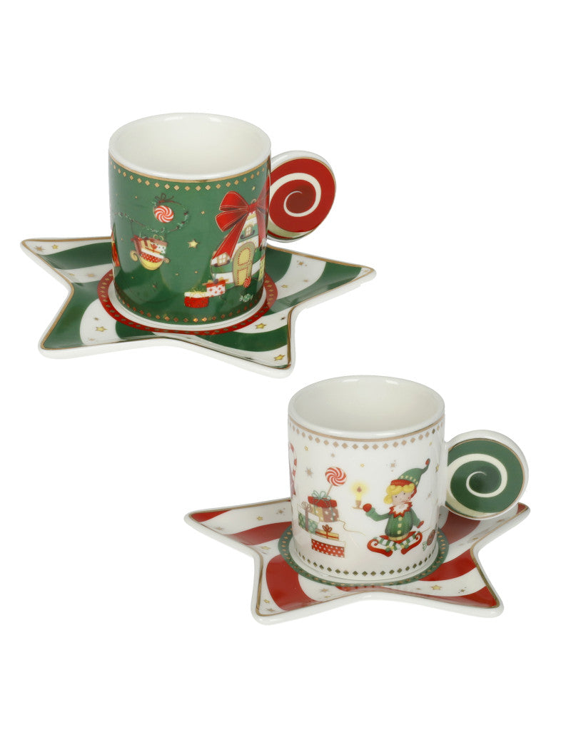 'ELFOMAGIA' SET 6 TAZZINE CAFFE' - PORCELLANA - Brandani