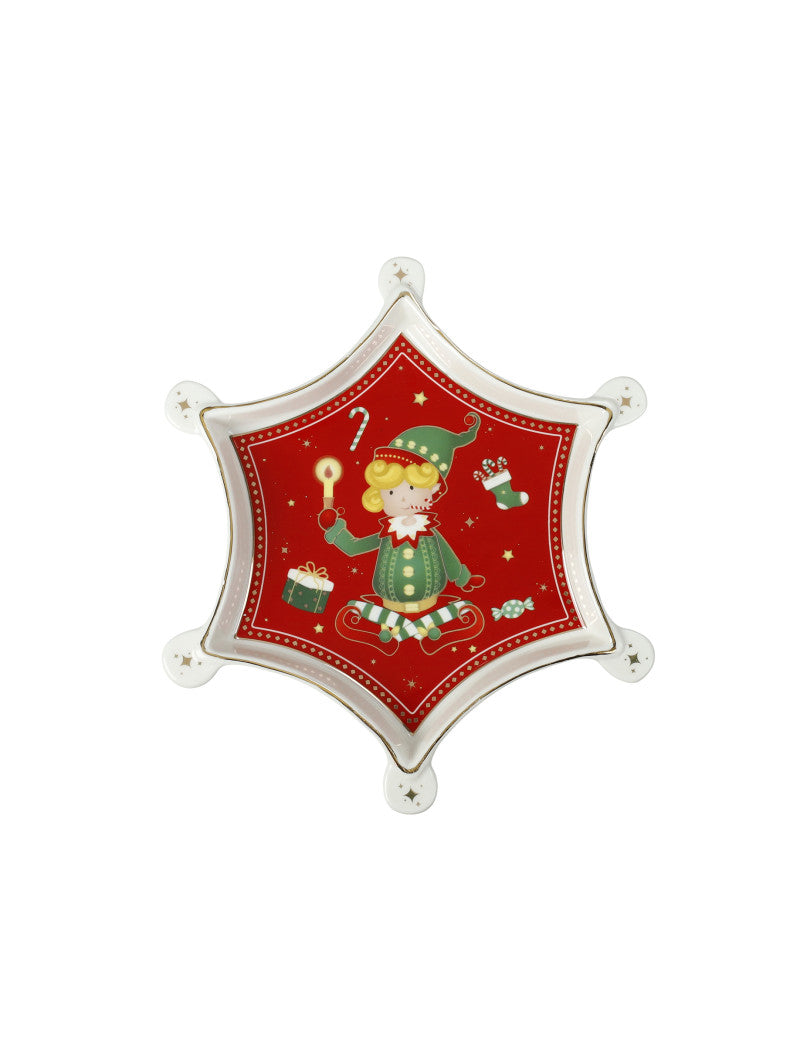 VASSOIETTO FIOCCO DI NEVE 'ELFOMAGIA' - NEW BONE CHINA - Brandani