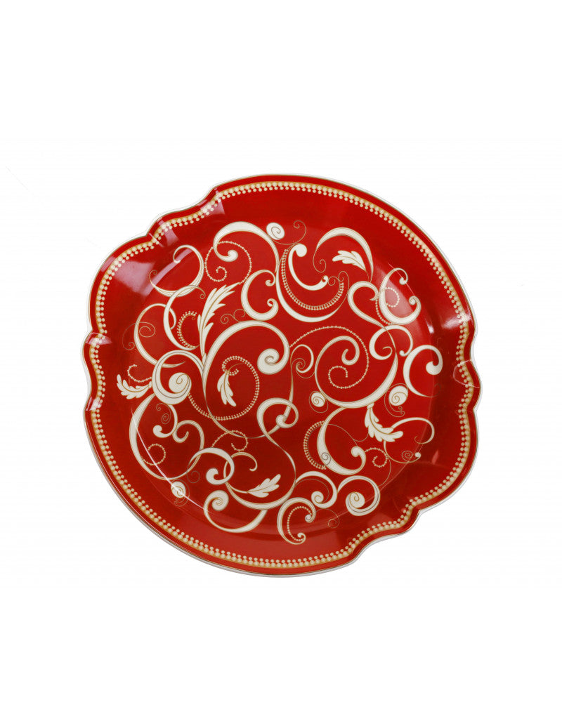 PIATTO PORTATA 'FILO D'ORO' ROSSO - PORCELLANA - Brandani