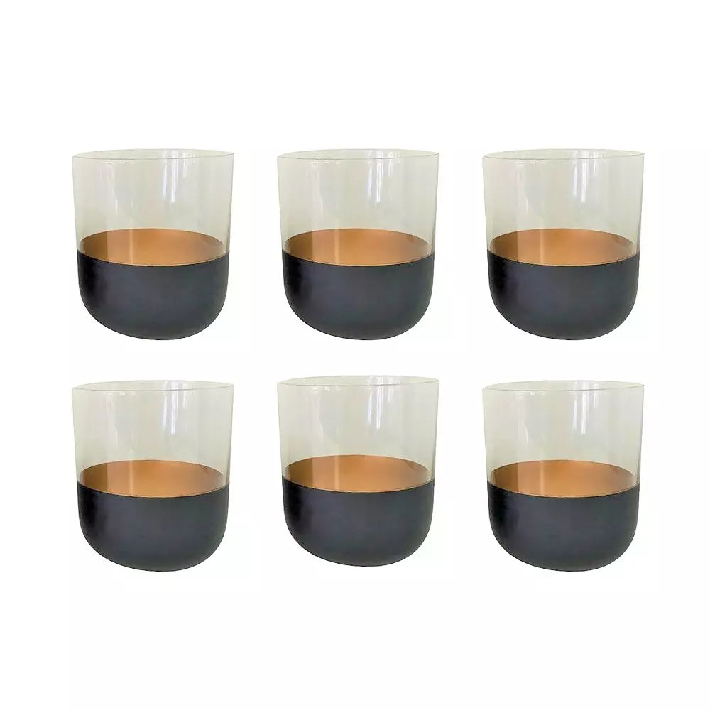 'BLACK AND GOLD' SET 6 BICCHIERI APERITIVO - VETRO - Aulica