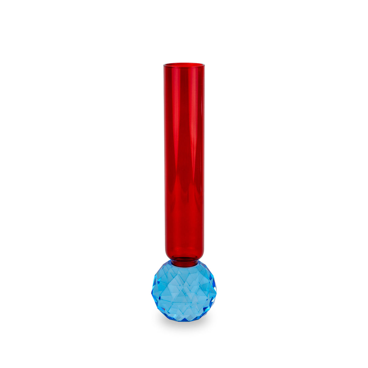 VASO VETRO DIAMANTE AZZURRO ROSSO - WD Lifestyle