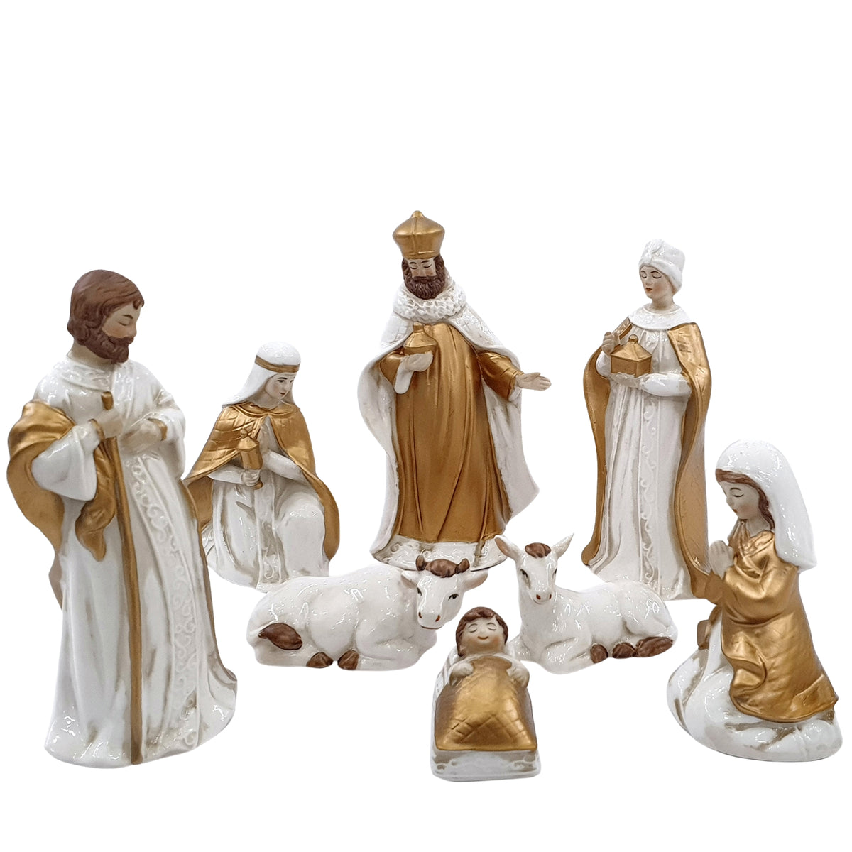 NATIVITA' COMPLETA 8 PEZZI ORO - PORCELLANA - SiroTime